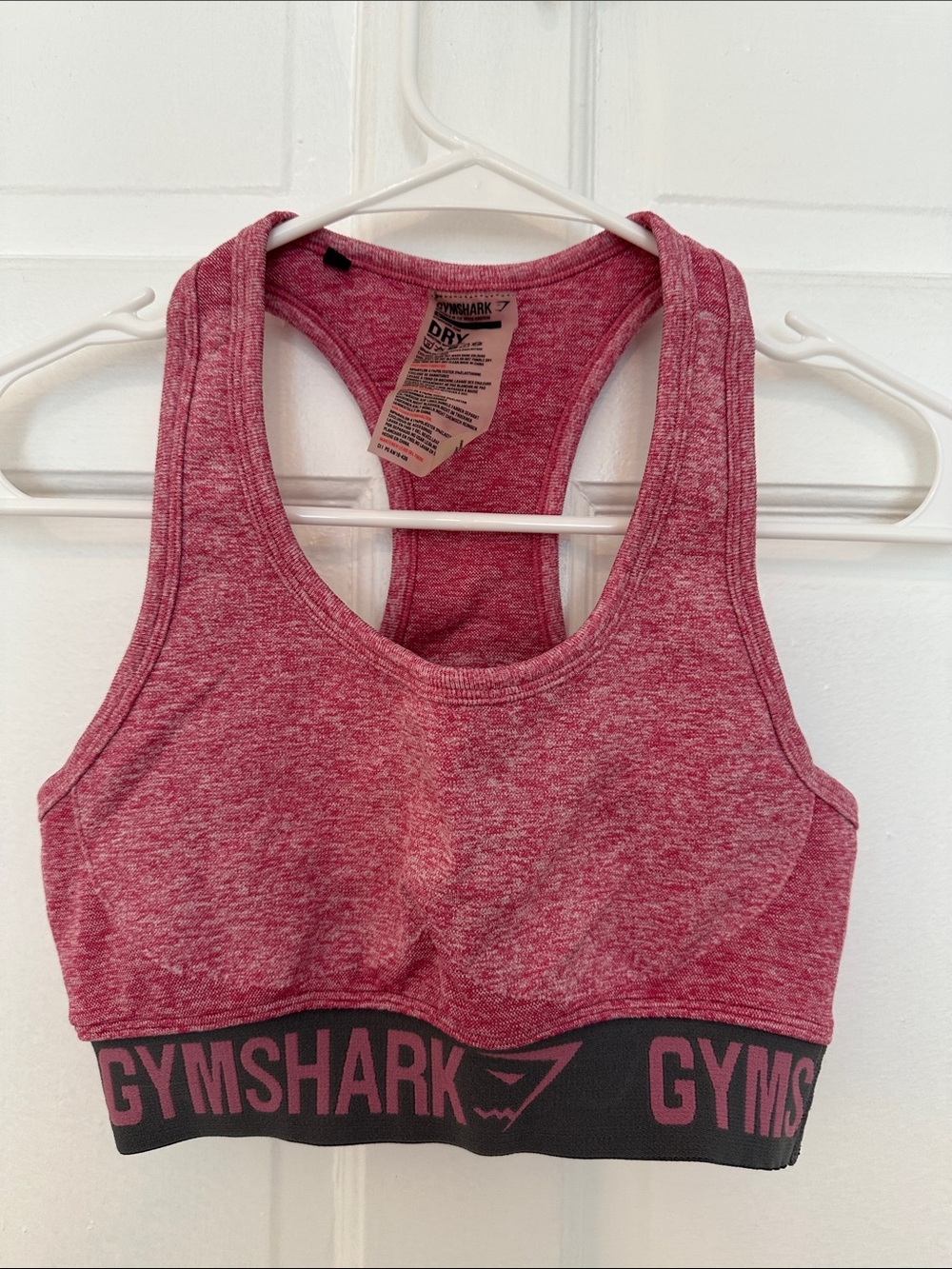 Gymshark Heathered Rose Racerback Sports Bra with Branded Band